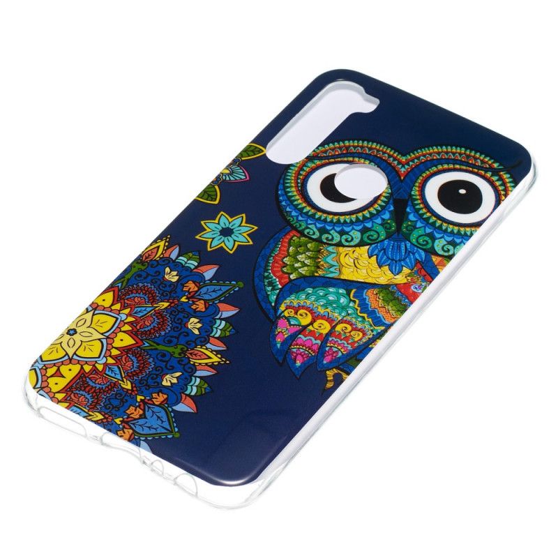 Coque Xiaomi Redmi Note 8 Hibou Mandala Fluorescente