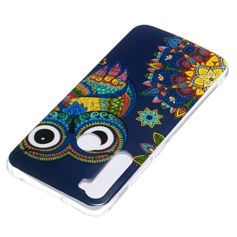 Coque Xiaomi Redmi Note 8 Hibou Mandala Fluorescente