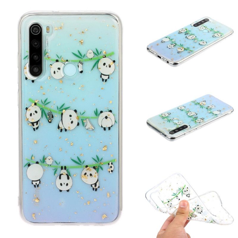 Coque Xiaomi Redmi Note 8 Pandas Sur La Corde À Linge