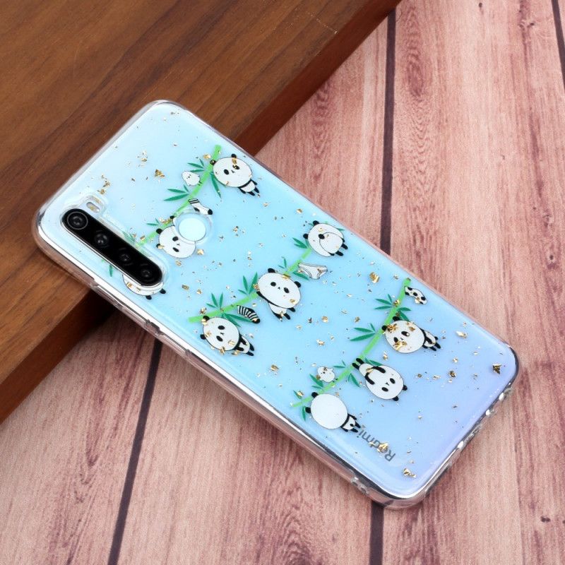 Coque Xiaomi Redmi Note 8 Pandas Sur La Corde À Linge