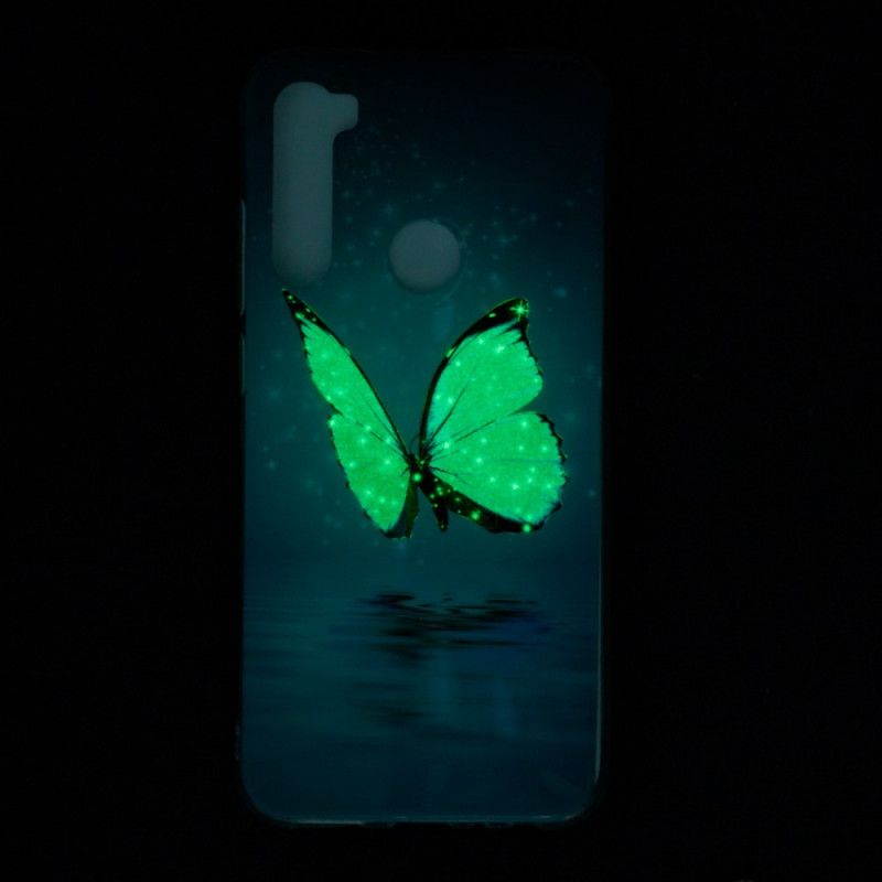 Coque Xiaomi Redmi Note 8 Papillon Bleu Fluorescente