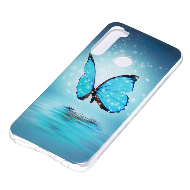 Coque Xiaomi Redmi Note 8 Papillon Bleu Fluorescente
