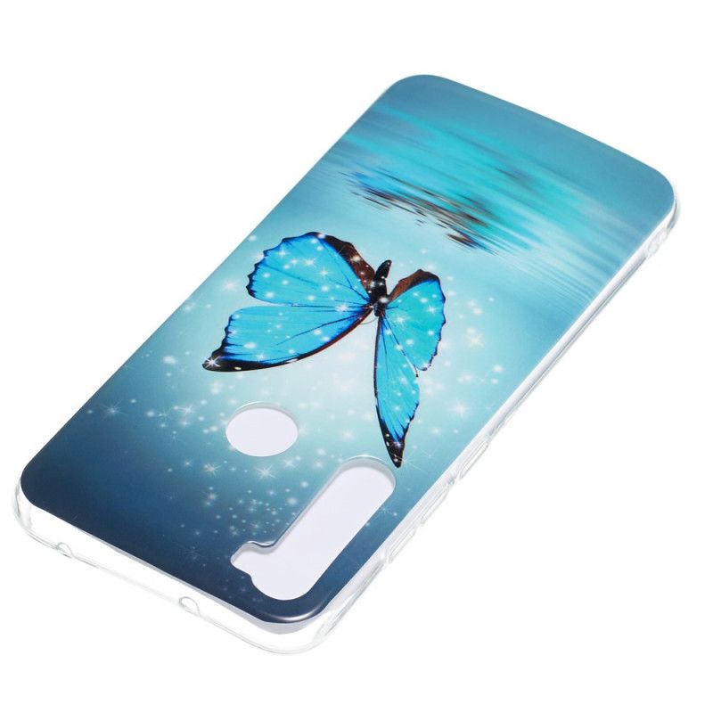 Coque Xiaomi Redmi Note 8 Papillon Bleu Fluorescente