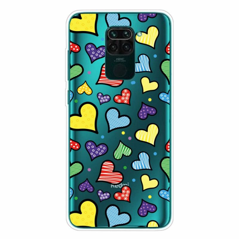 Coque Xiaomi Redmi Note 9 Coeurs Multicolors