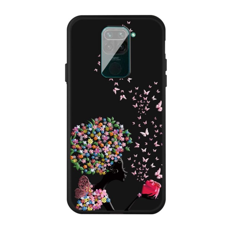 Coque Xiaomi Redmi Note 9 Femme À La Tête Fleurie