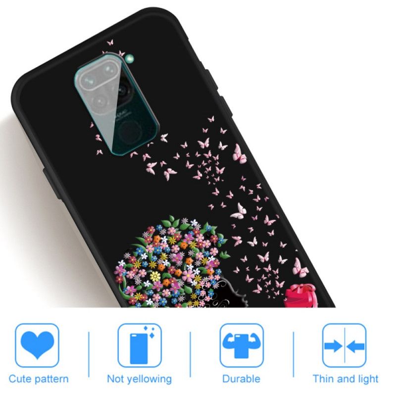 Coque Xiaomi Redmi Note 9 Femme À La Tête Fleurie