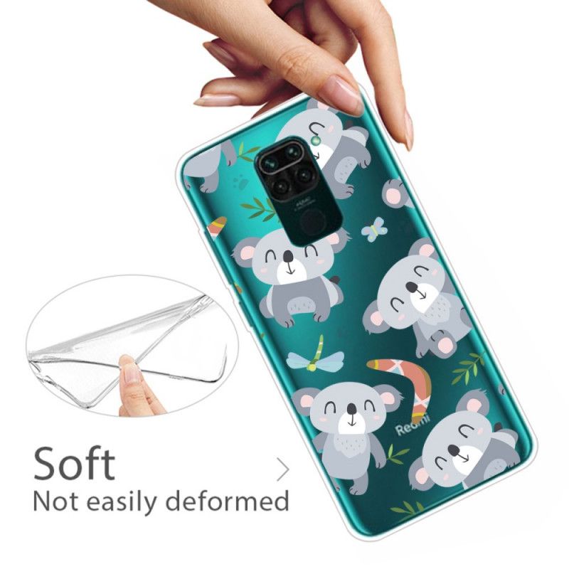 Coque Xiaomi Redmi Note 9 Petits Pandas Gris