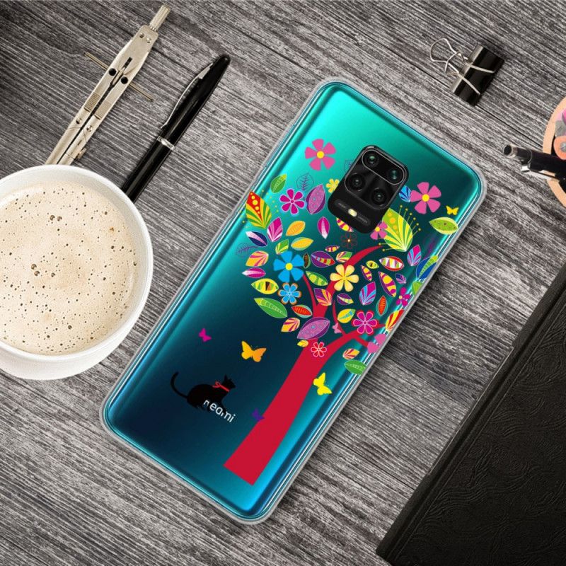 Coque Xiaomi Redmi Note 9s / Redmi Note 9 Pro Chat Sous L'arbre Coloré