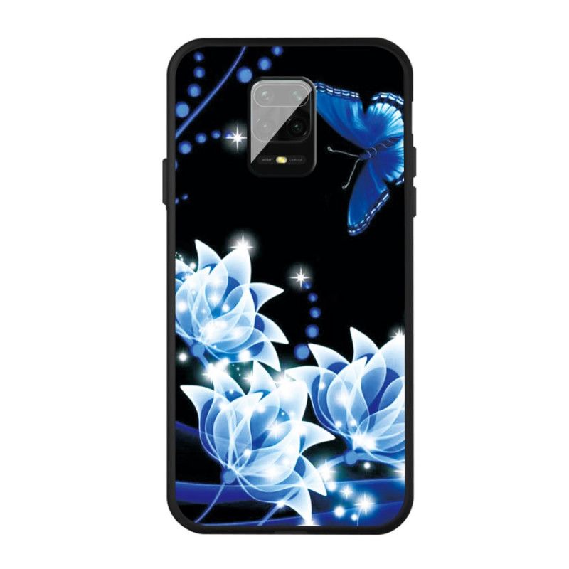 Coque Xiaomi Redmi Note 9s / Redmi Note 9 Pro Papillon Et Fleurs Bleus