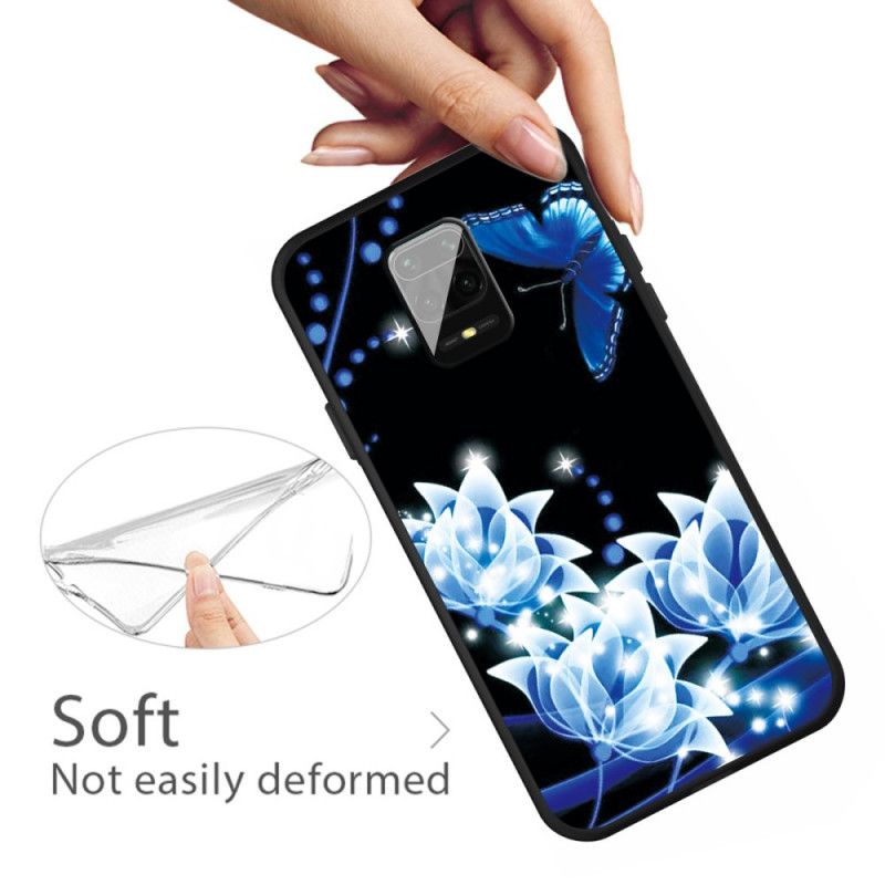 Coque Xiaomi Redmi Note 9s / Redmi Note 9 Pro Papillon Et Fleurs Bleus