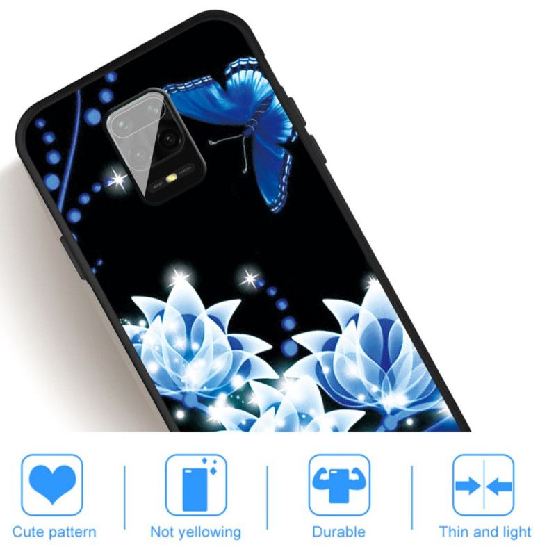 Coque Xiaomi Redmi Note 9s / Redmi Note 9 Pro Papillon Et Fleurs Bleus