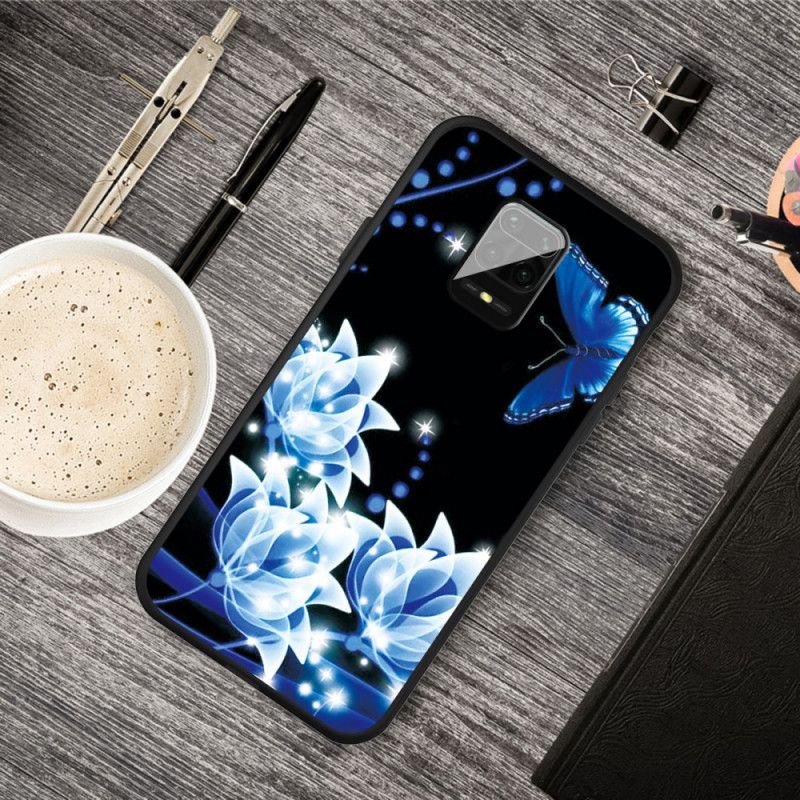 Coque Xiaomi Redmi Note 9s / Redmi Note 9 Pro Papillon Et Fleurs Bleus