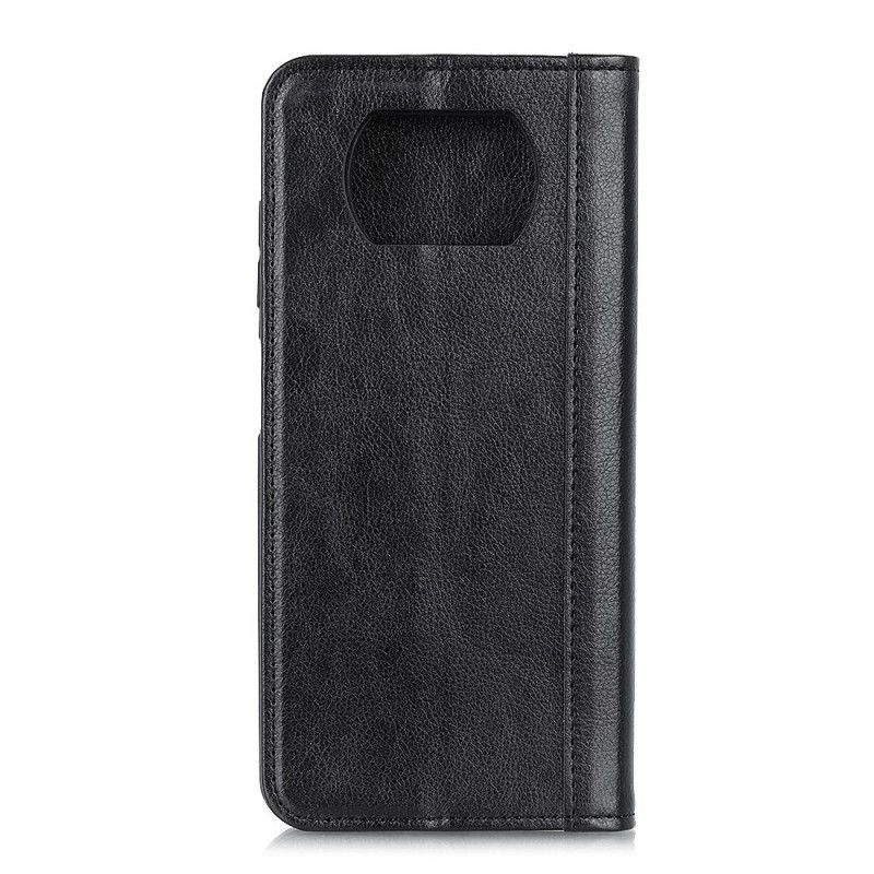 Flip Cover Poco X3 Cuir Litchi Fendu Élégance