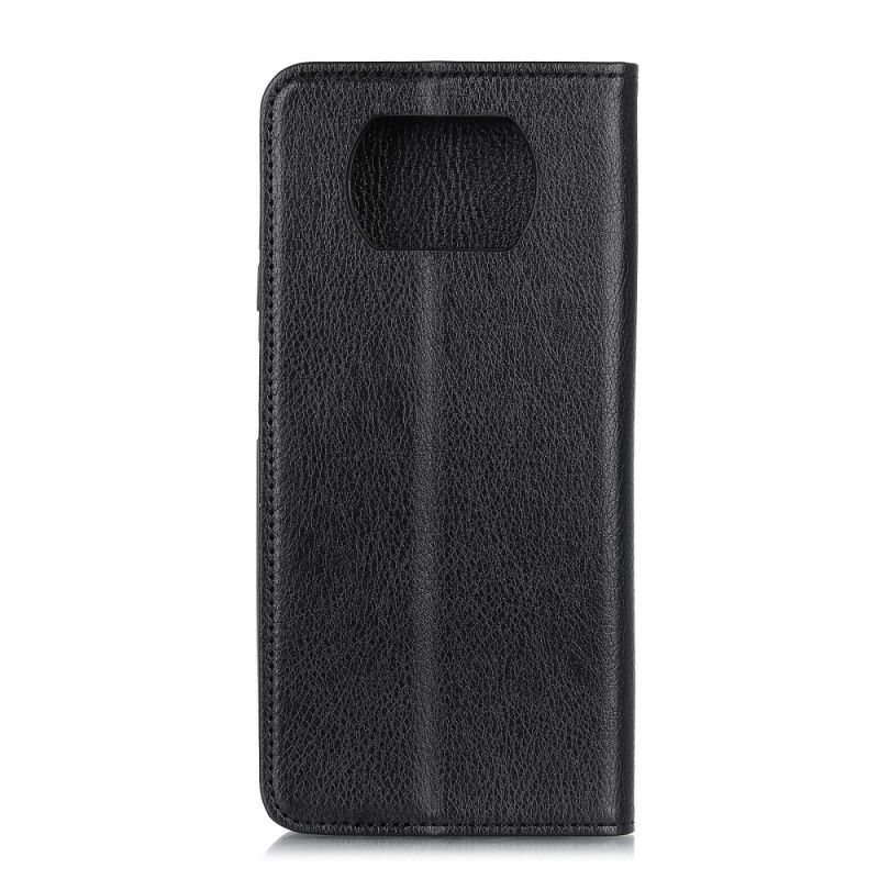 Flip Cover Poco X3 Cuir Litchi Fendu Premium