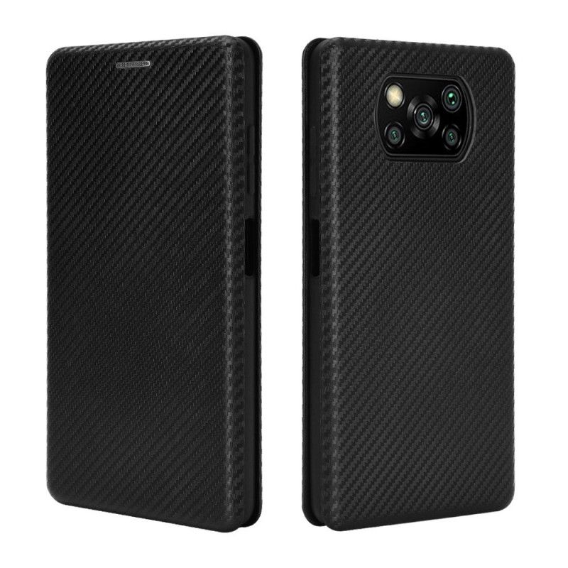 Flip Cover Poco X3 Fibre Carbone Avec Anneau Support