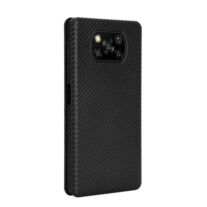 Flip Cover Poco X3 Fibre Carbone Avec Anneau Support