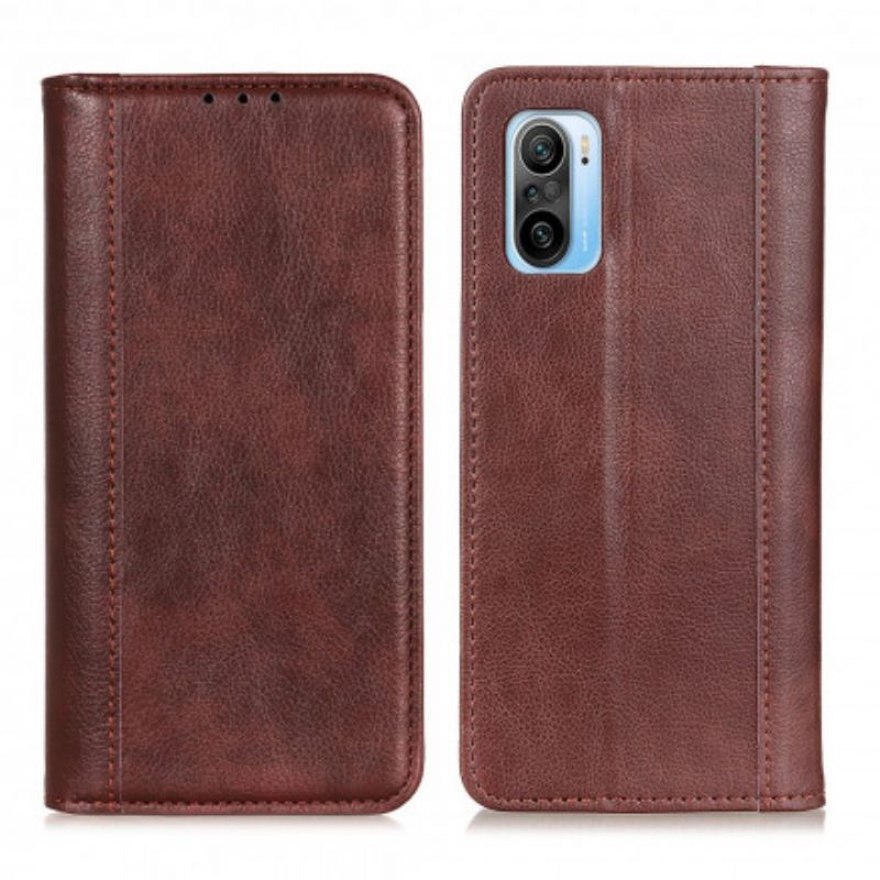 Flip Cover Pour Xiaomi Mi 11i 5G / Poco F3 Cuir Litchi Fendu Élégance