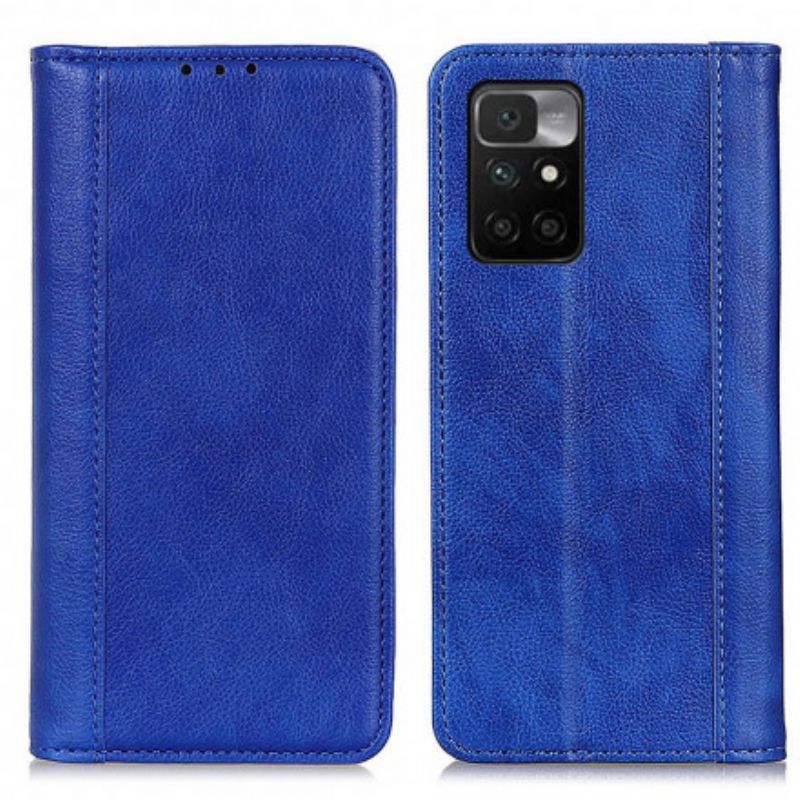 Flip Cover Pour Xiaomi Redmi 10 Cuir Litchi Fendu Élégance