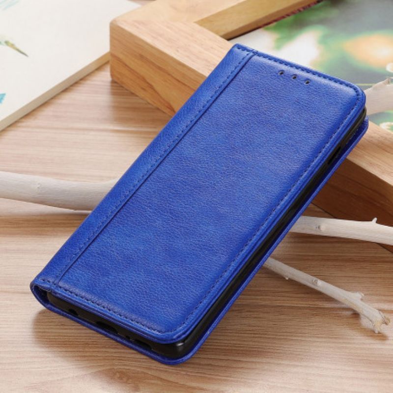 Flip Cover Pour Xiaomi Redmi 10 Cuir Litchi Fendu Élégance