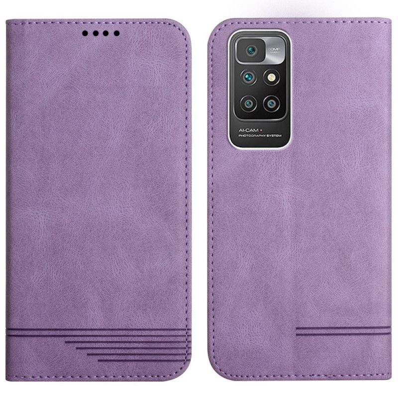 Flip Cover Pour Xiaomi Redmi 10 Effet Cuir Motif Ligne