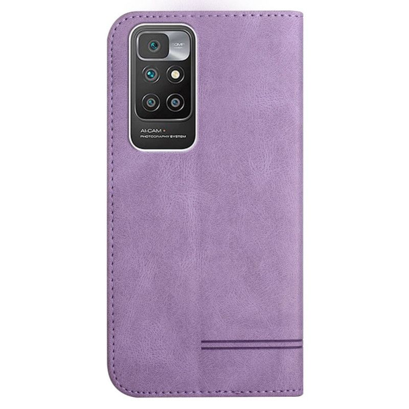 Flip Cover Pour Xiaomi Redmi 10 Effet Cuir Motif Ligne