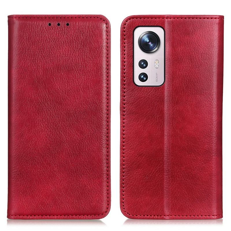 Flip Cover  Xiaomi 12 / 12X Cuir Litchi Fendu Texture