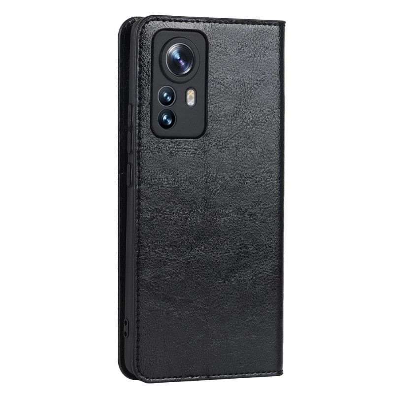 Flip Cover Xiaomi 12 Pro Cuir Véritable