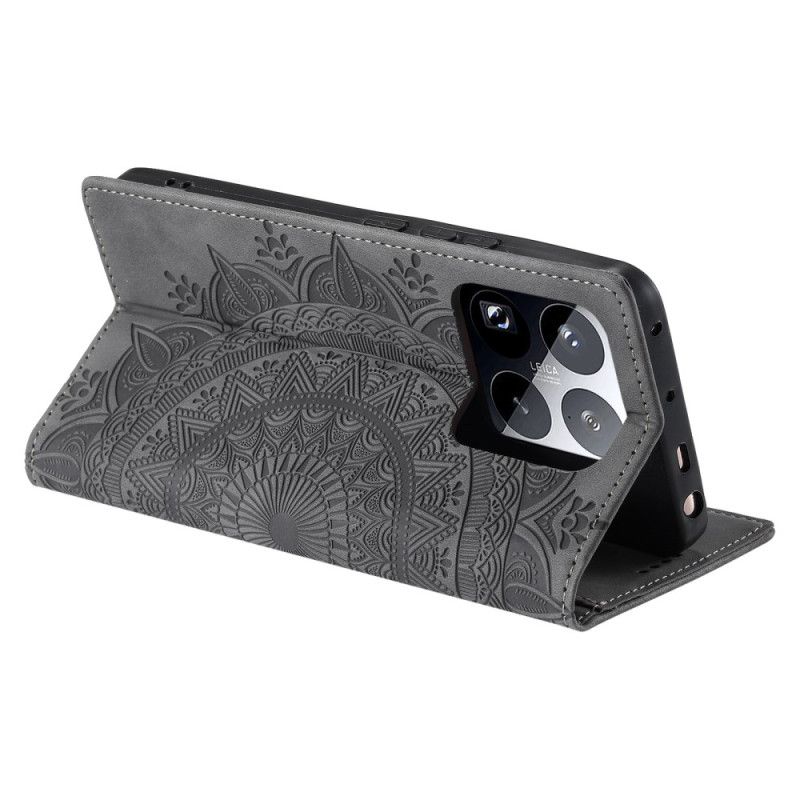 Flip Cover Xiaomi 15 Pro Effet Daim Motif Mandala