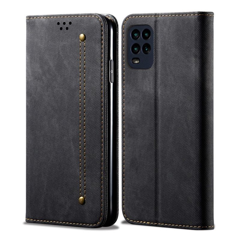 Flip Cover Xiaomi Mi 10 Lite Tissu Jeans