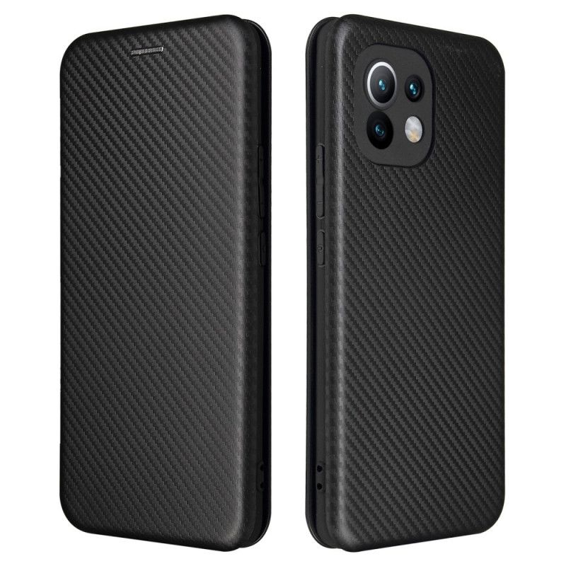 Flip Cover Xiaomi Mi 11 Fibre Carbone Avec Anneau Support