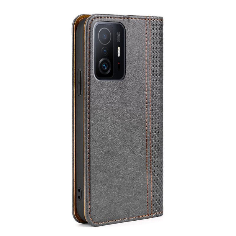 Flip Cover Xiaomi Mi 11T / 11T Pro Cuir Litchi Fendu Coutures