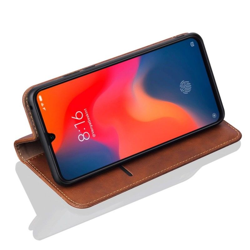 Flip Cover Xiaomi Mi 9 Effet Cuir Coutures