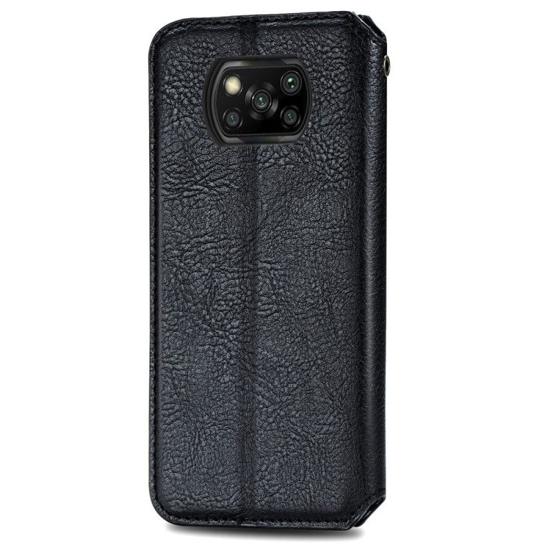 Flip Cover Xiaomi Poco X3 Effet Cuir Texture Diamant