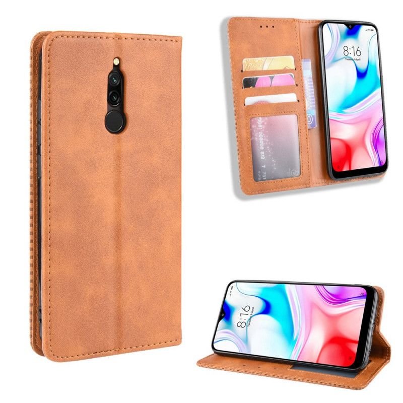 Flip Cover Xiaomi Redmi 8 Effet Cuir Vintage Stylisé