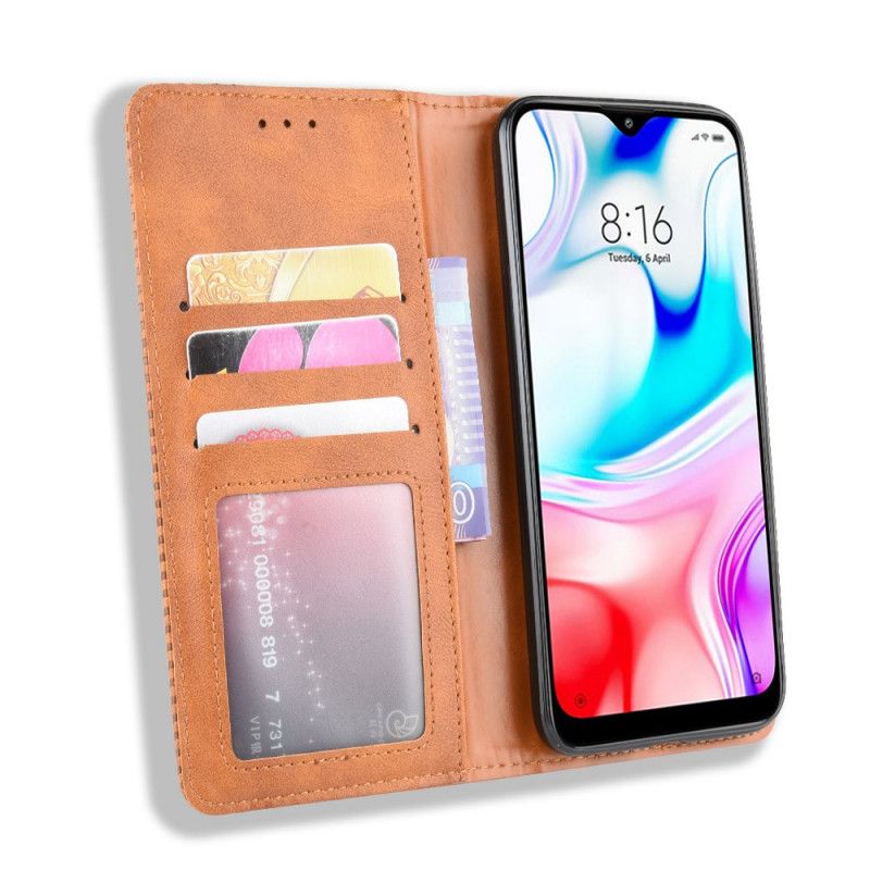 Flip Cover Xiaomi Redmi 8 Effet Cuir Vintage Stylisé