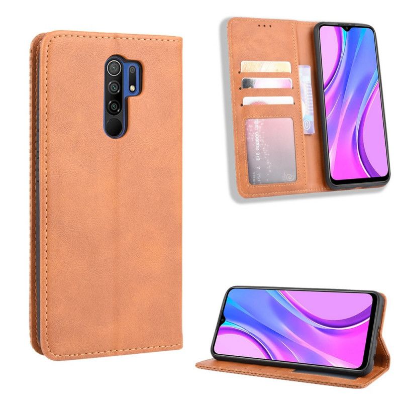 Flip Cover Xiaomi Redmi 9 Effet Cuir Vintage Stylisé