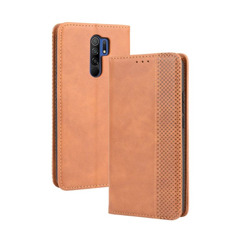 Flip Cover Xiaomi Redmi 9 Effet Cuir Vintage Stylisé