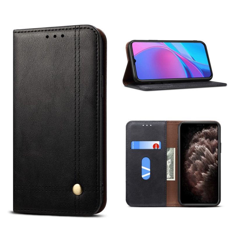 Flip Cover Xiaomi Redmi 9a Effet Cuir Coutures