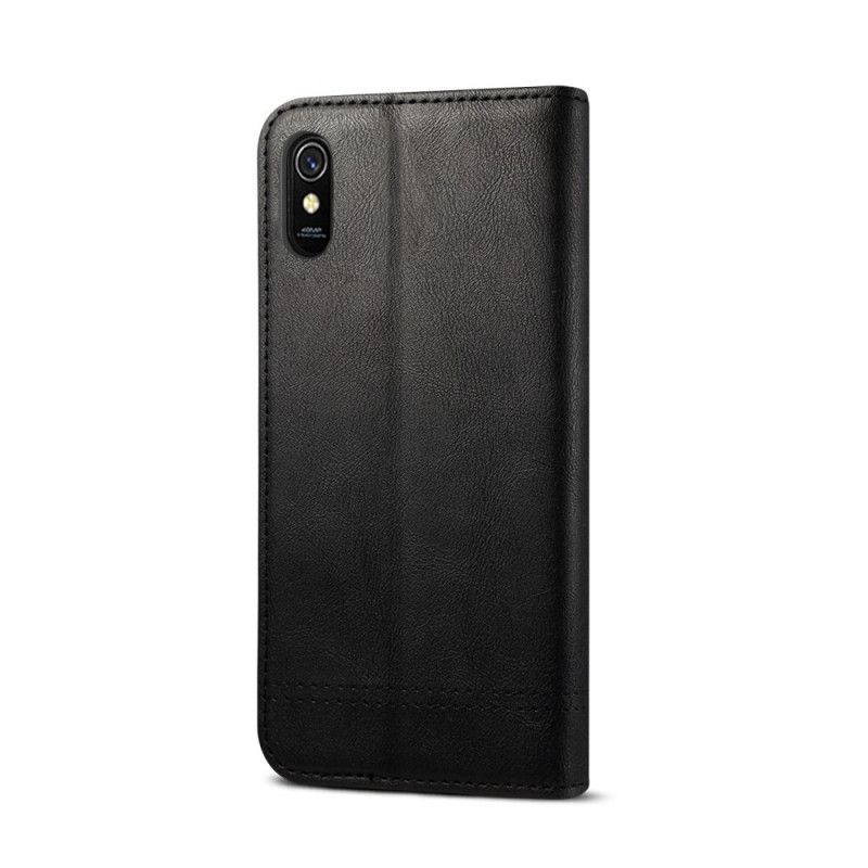 Flip Cover Xiaomi Redmi 9a Effet Cuir Coutures