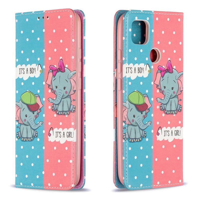 Flip Cover Xiaomi Redmi 9c Bébés Éléphants