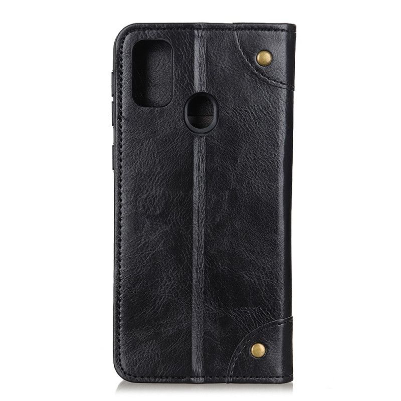 Flip Cover Xiaomi Redmi 9c Cuir Fendu Vintage Rivets