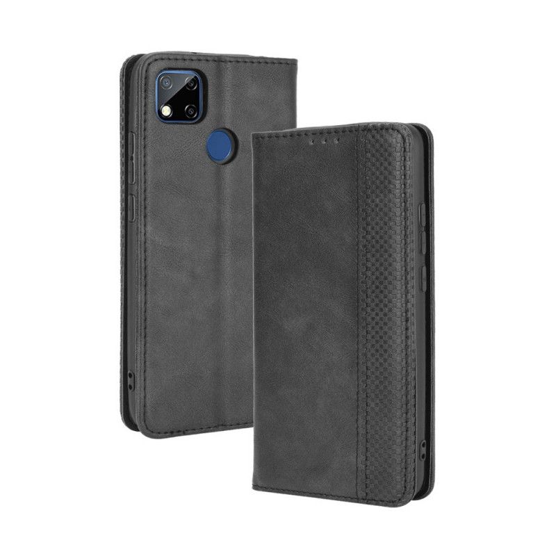 Flip Cover Xiaomi Redmi 9c Effet Cuir Vintage Stylisé