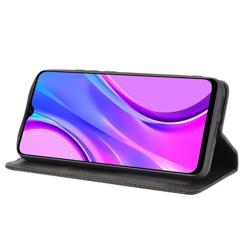 Flip Cover Xiaomi Redmi 9c Effet Cuir Vintage Stylisé