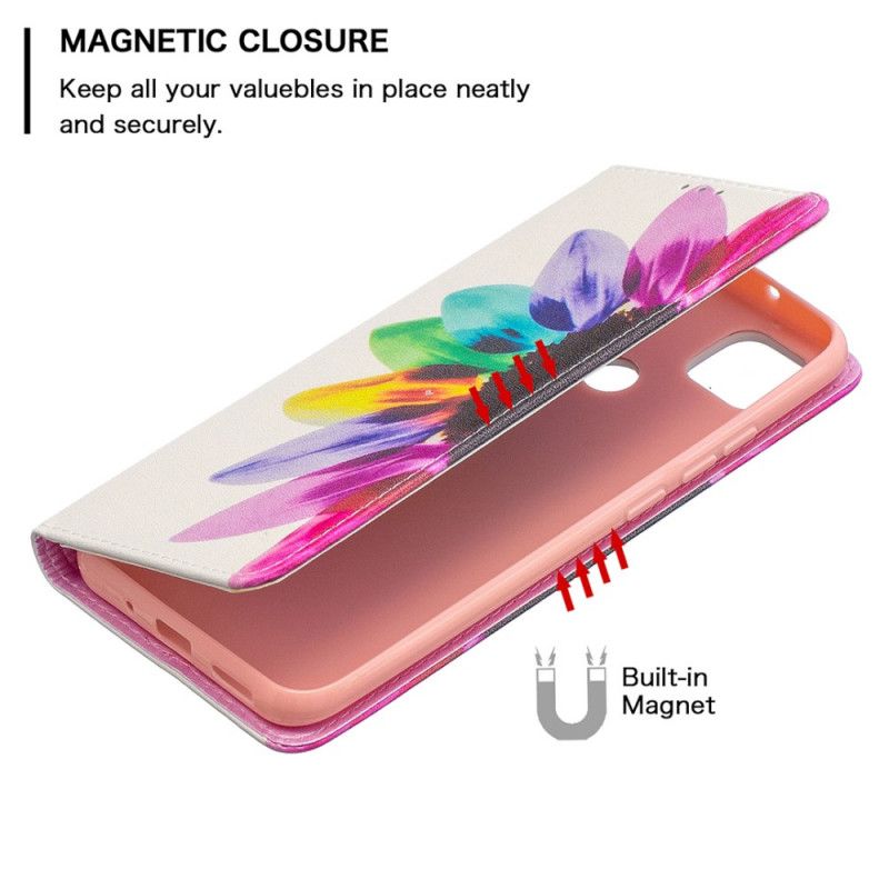 Flip Cover Xiaomi Redmi 9c Fleur Aquarelle