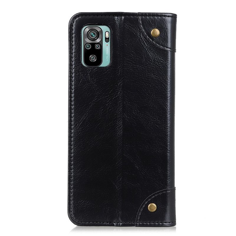 Flip Cover Xiaomi Redmi Note 10 / Note 10s Cuir Fendu Vintage Rivets