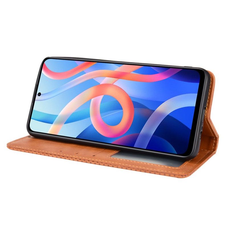 Flip Cover Xiaomi Redmi Note 11 / Poco M4 Pro 5G Effet Cuir Vintage Stylisé