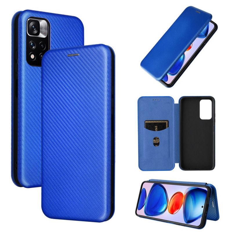 Flip Cover Xiaomi Redmi Note 11 / Poco M4 Pro 5G Fibre Carbone