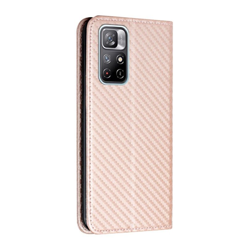 Flip Cover Xiaomi Redmi Note 11 / Poco M4 Pro 5G Fibre Carbone À Lanière