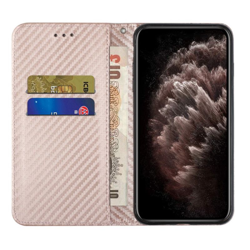 Flip Cover Xiaomi Redmi Note 11 / Poco M4 Pro 5G Fibre Carbone À Lanière