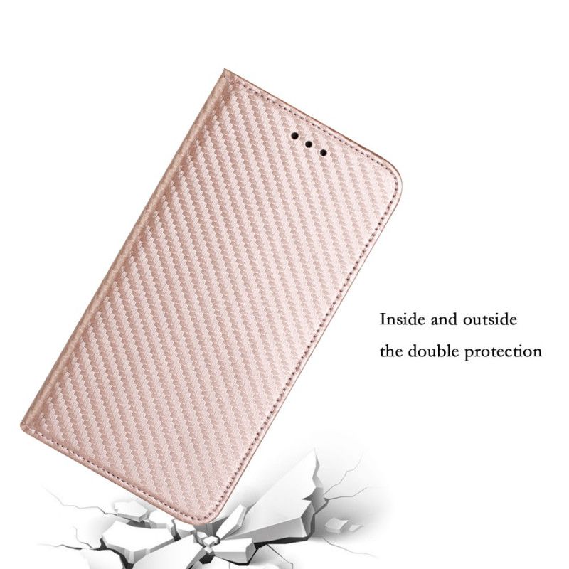 Flip Cover Xiaomi Redmi Note 11 / Poco M4 Pro 5G Fibre Carbone À Lanière